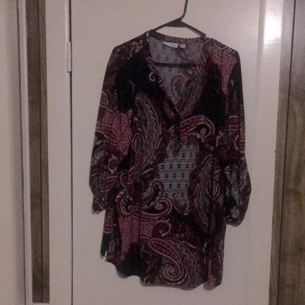 Red/Black Paisley Top 2X